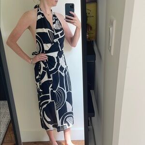 Zara Backless White and Blue Dress